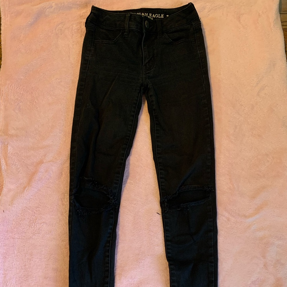 AE Black Ripped Jeans Sz 00